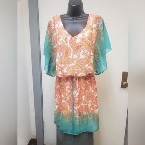 Bisou Bisou orange/green size 8 dress